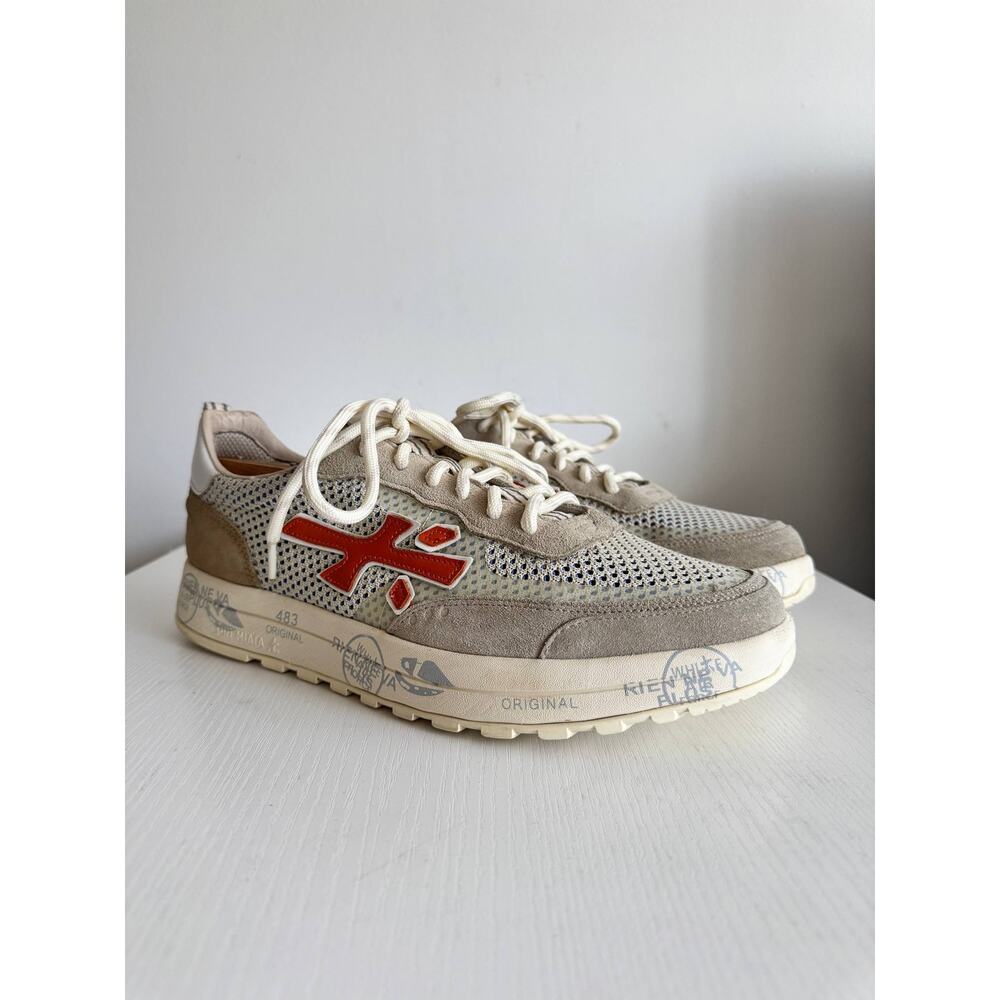 Premiata Mesh Low Top Sneakers White Orange